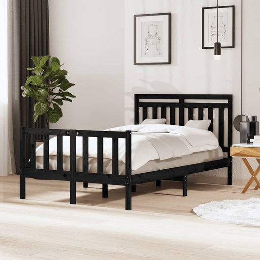 Berkfield Bed Frame Black 120x190 cm Small Double Solid Wood