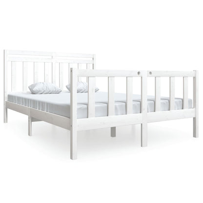 Berkfield Bed Frame White Solid Wood 140x190 cm