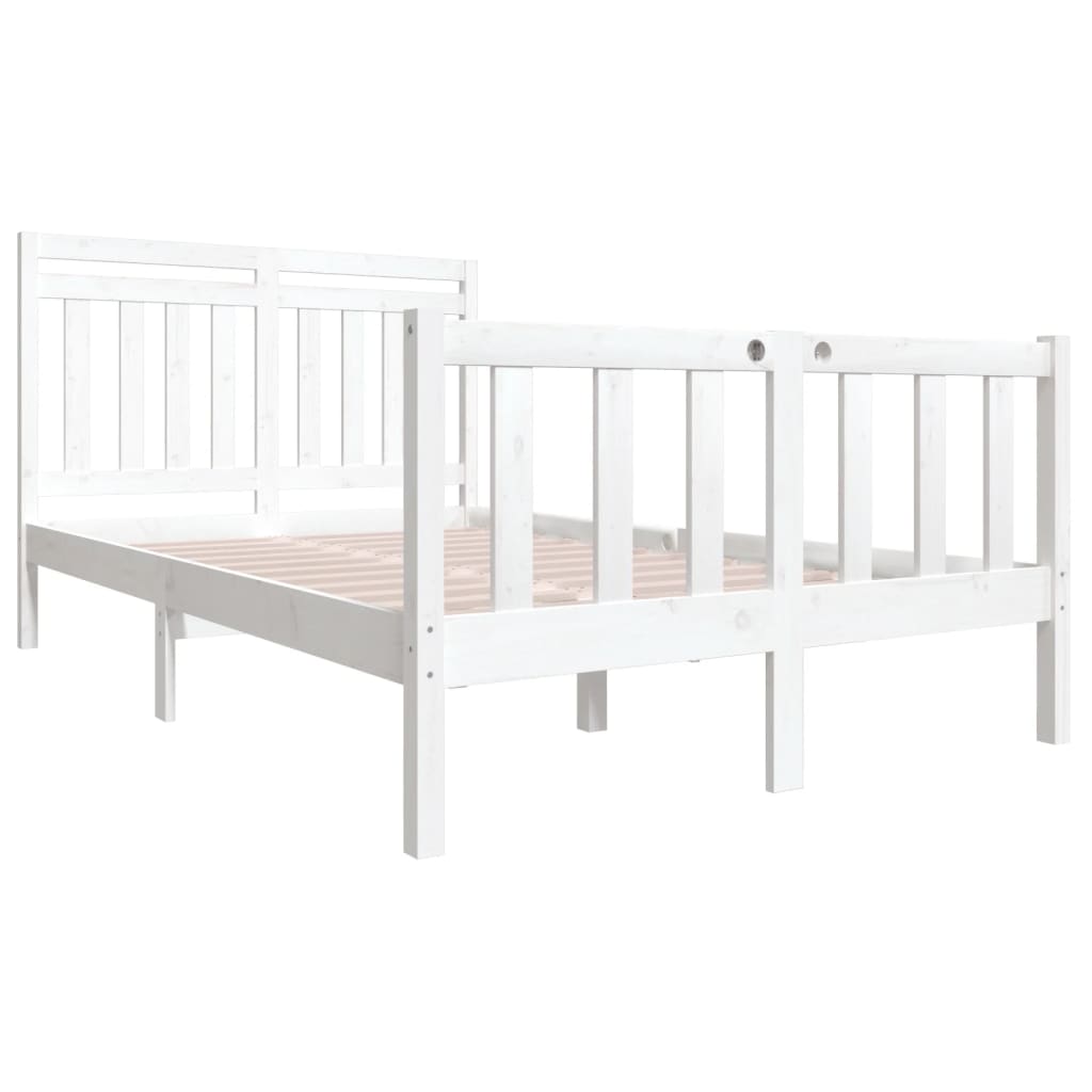 Berkfield Bed Frame White Solid Wood 140x190 cm