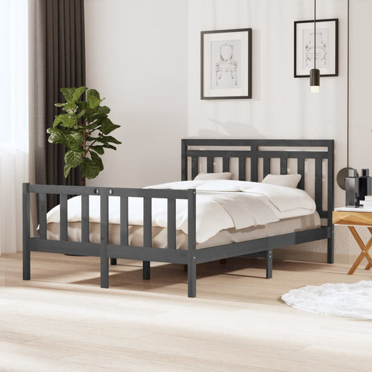 Berkfield Bed Frame Grey Solid Wood 140x190 cm