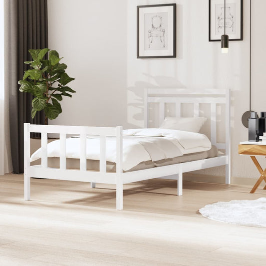 Berkfield Bed Frame White Solid Wood 100x200 cm