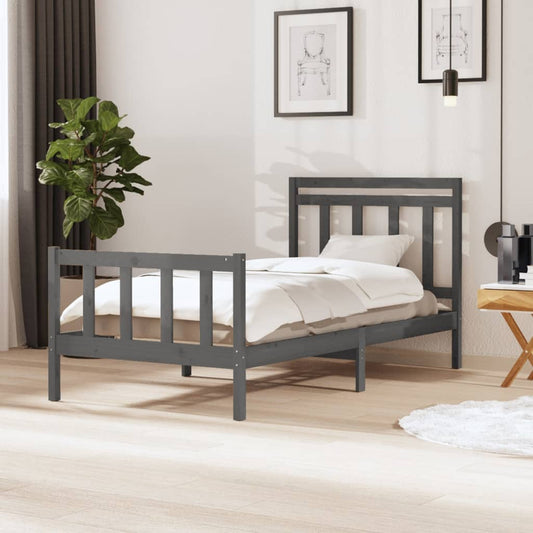 Berkfield Bed Frame Grey Solid Wood 100x200 cm