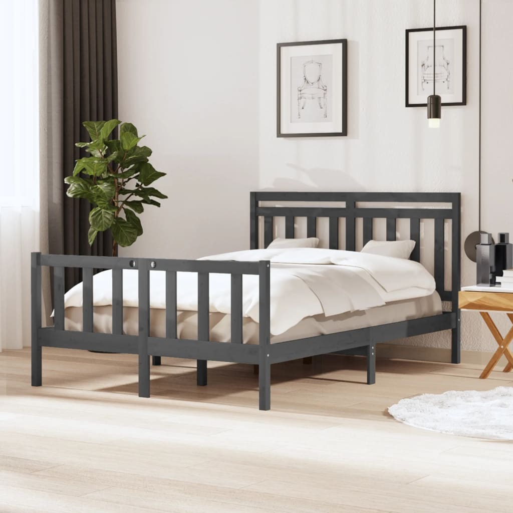 Berkfield Bed Frame Grey Solid Wood 140x200 cm
