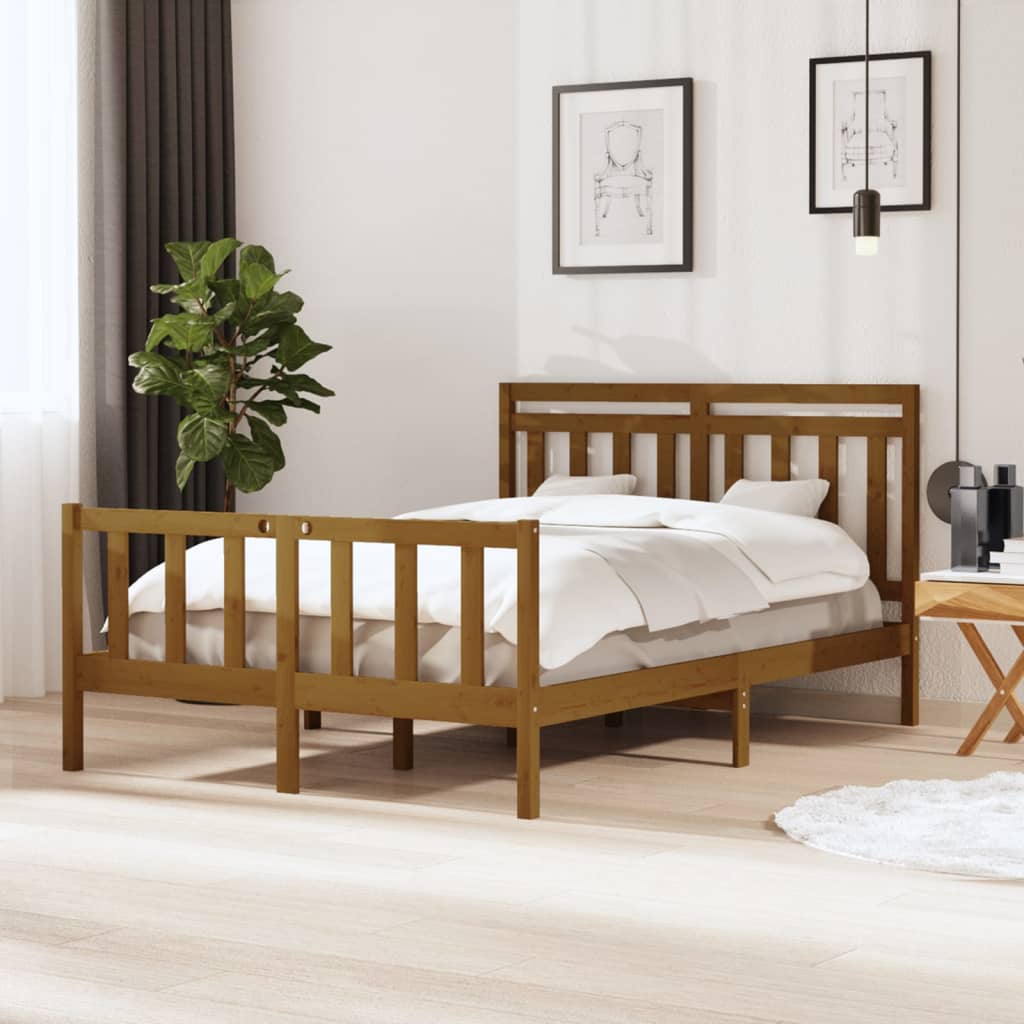 Berkfield Bed Frame Honey Brown Solid Wood 140x200 cm