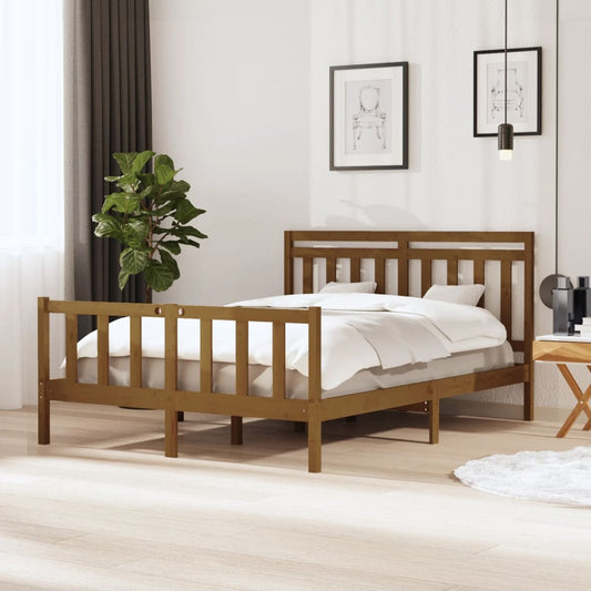 Berkfield Bed Frame Honey Brown 150x200 cm King Size Solid Wood