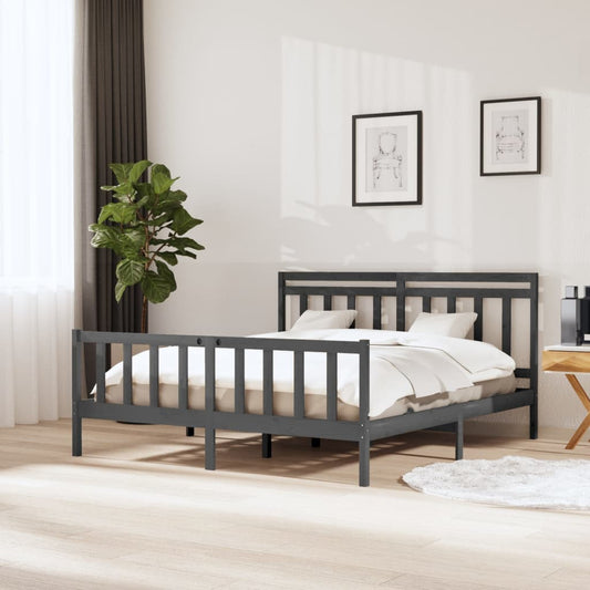 Berkfield Bed Frame Grey 180x200 cm Super King Size Solid Wood