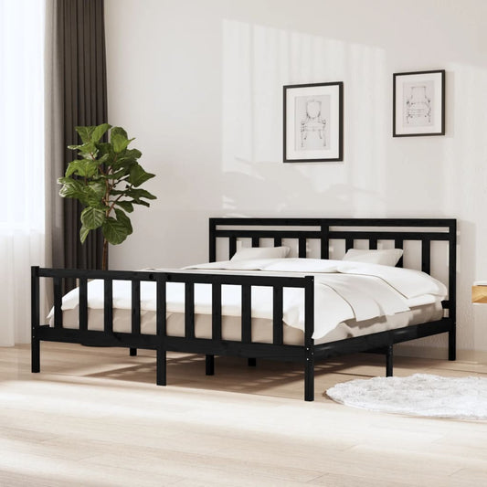 Berkfield Bed Frame Black Solid Wood 200x200 cm