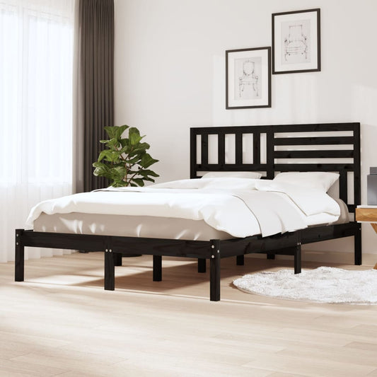 Berkfield Bed Frame Black 120x190 cm Small Double Solid Wood Pine