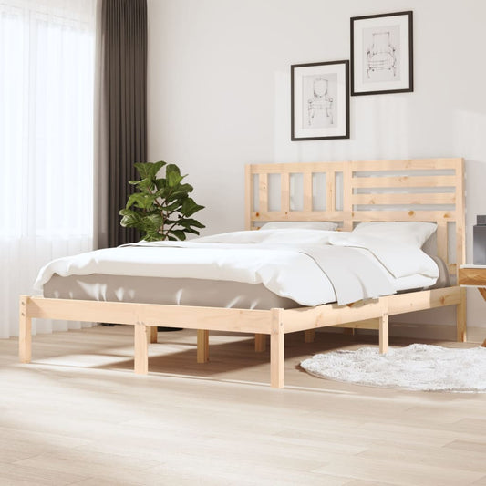 Berkfield Bed Frame 135x190 cm Double Solid Wood Pine