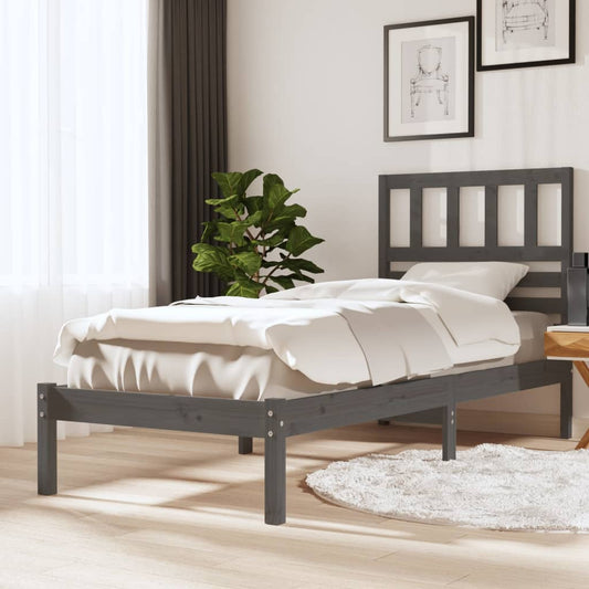 Berkfield Bed Frame Grey Solid Wood Pine 100x200 cm