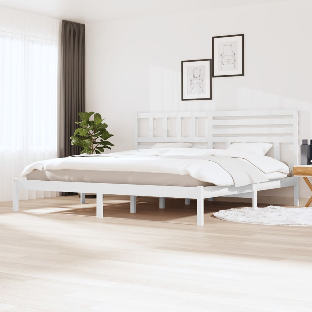Berkfield Bed Frame White 180x200 cm Super King Size Solid Wood Pine