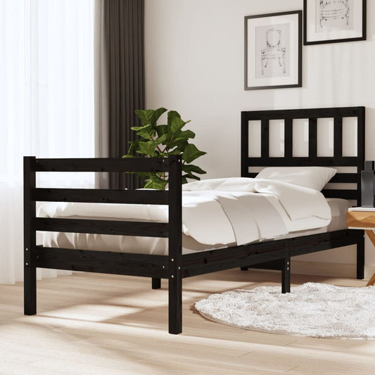 Berkfield Bed Frame Black 90x190 cm Single Solid Wood
