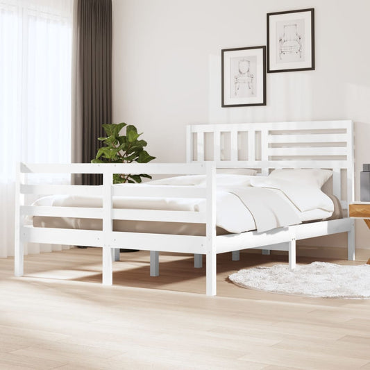 Berkfield Bed Frame White 135x190 cm Double Solid Wood