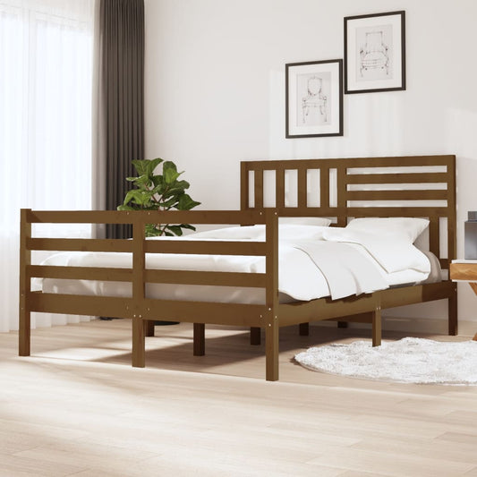 Berkfield Bed Frame Honey Brown 135x190 cm Double Solid Wood