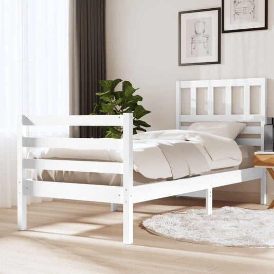 Berkfield Bed Frame White Solid Wood 90x200 cm