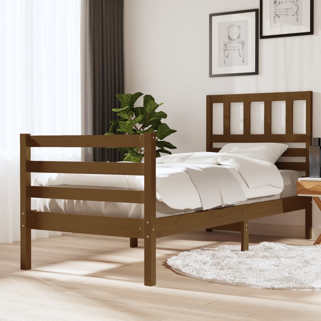 Berkfield Bed Frame Honey Brown Solid Wood 100x200 cm