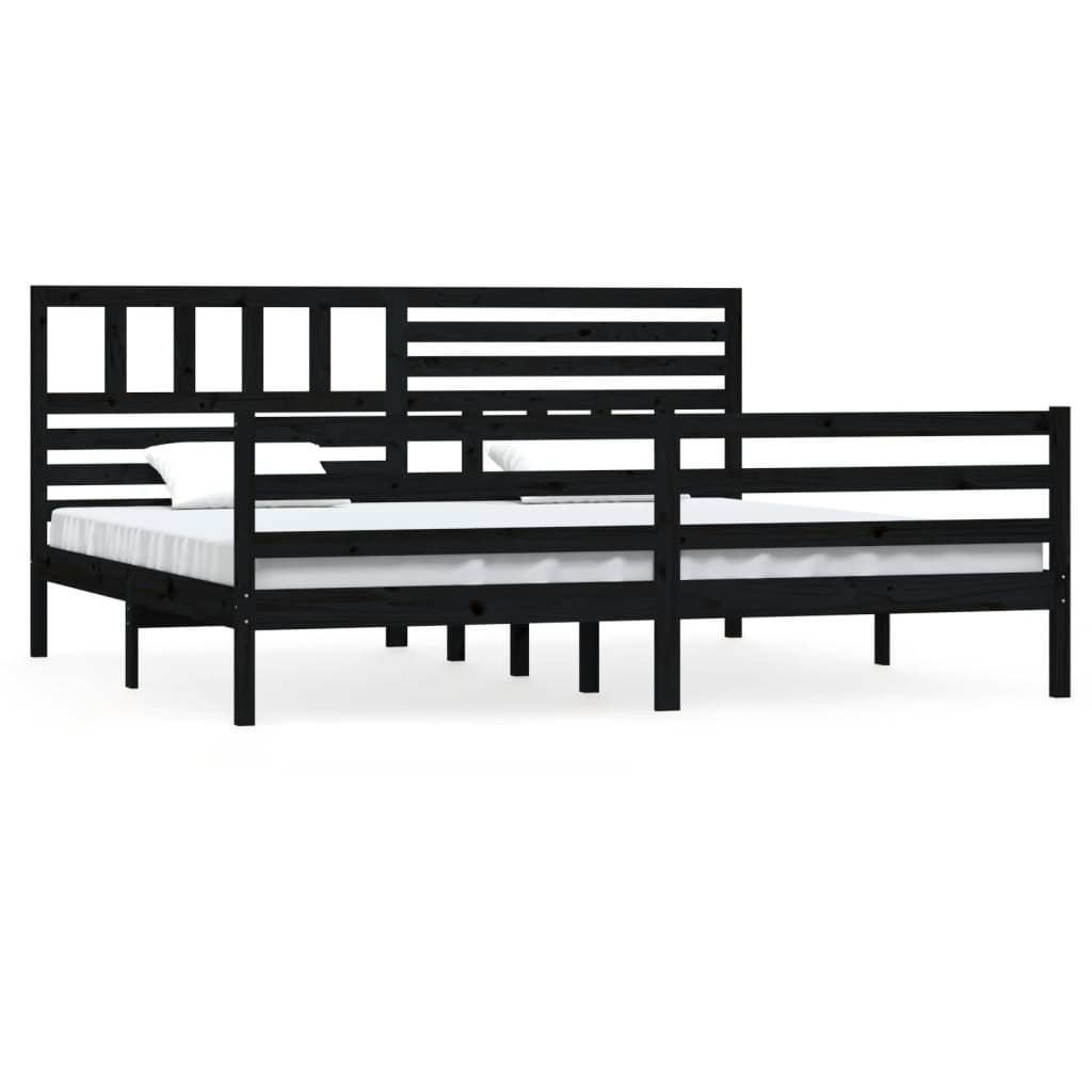 Berkfield Bed Frame Black 180x200 cm Super King Size Solid Wood