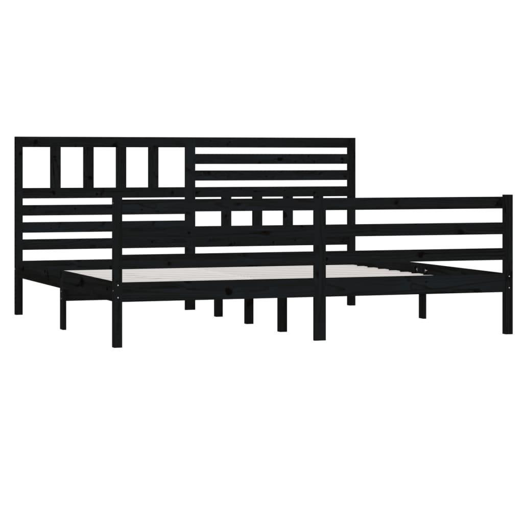 Berkfield Bed Frame Black 180x200 cm Super King Size Solid Wood