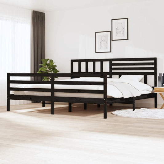 Berkfield Bed Frame Black 180x200 cm Super King Size Solid Wood