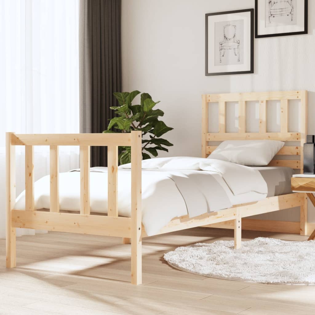 Berkfield Bed Frame 75x190 cm Small Single Solid Wood