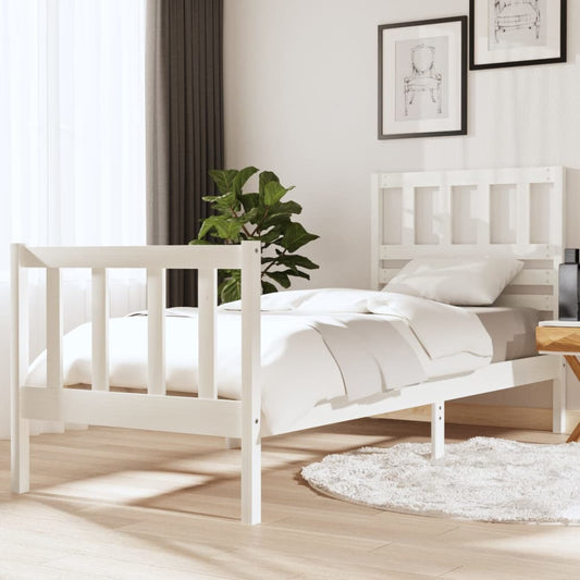 Berkfield Bed Frame White 75x190 cm Small Single Solid Wood