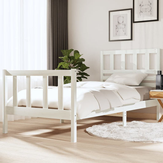 Berkfield Bed Frame White 90x190 cm Single Solid Wood