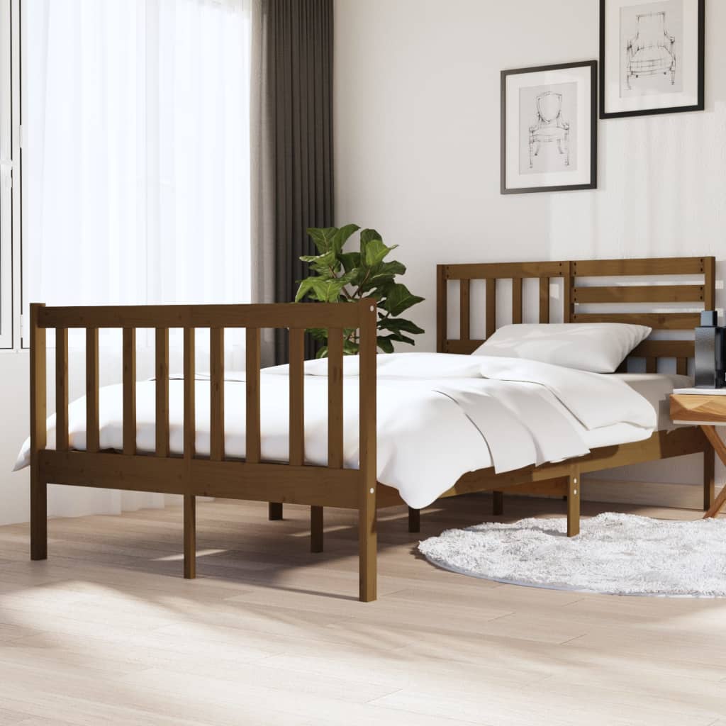 Berkfield Bed Frame Honey Brown 120x190 cm Small Double Solid Wood