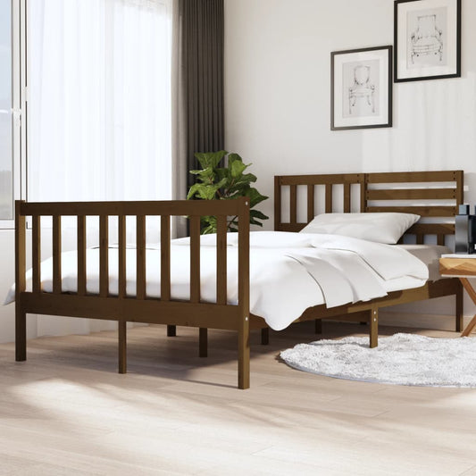 Berkfield Bed Frame Honey Brown 135x190 cm Double Solid Wood