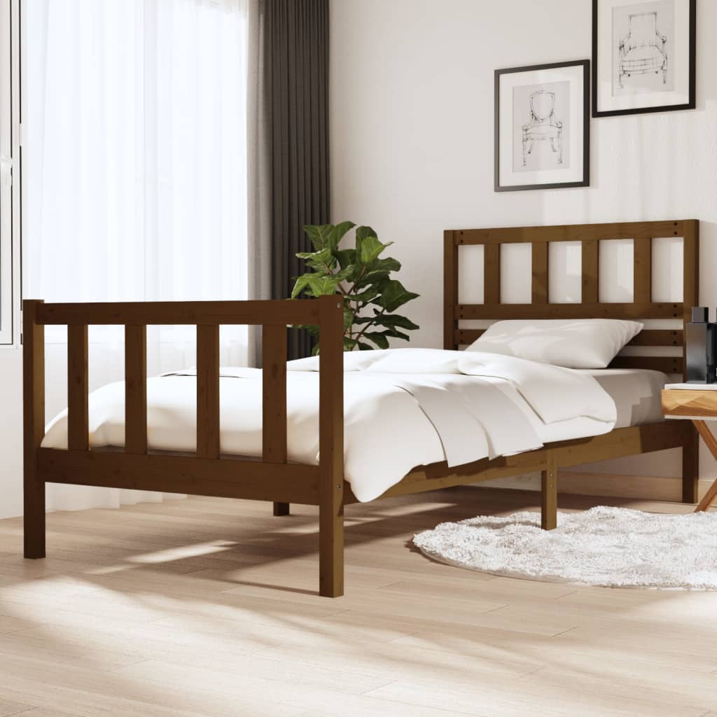 Berkfield Bed Frame Honey Brown Solid Wood 100x200 cm