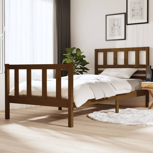 Berkfield Bed Frame Honey Brown Solid Wood 100x200 cm