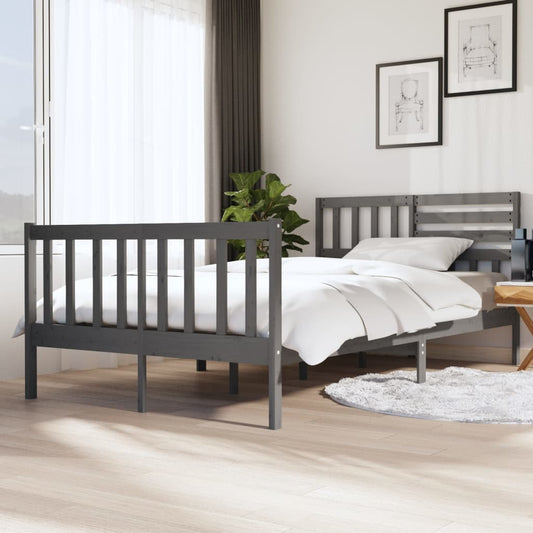 Berkfield Bed Frame Grey Solid Wood 120x200 cm