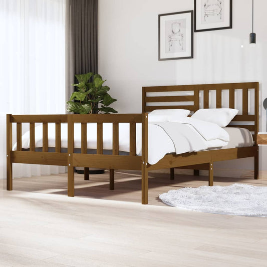 Berkfield Bed Frame Honey Brown Solid Wood 140x200 cm