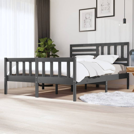 Berkfield Bed Frame Grey Solid Wood 160x200 cm