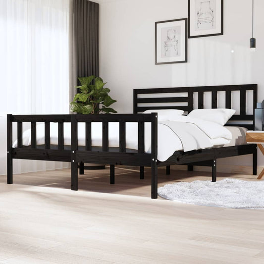 Berkfield Bed Frame Black 180x200 cm Super King Size Solid Wood