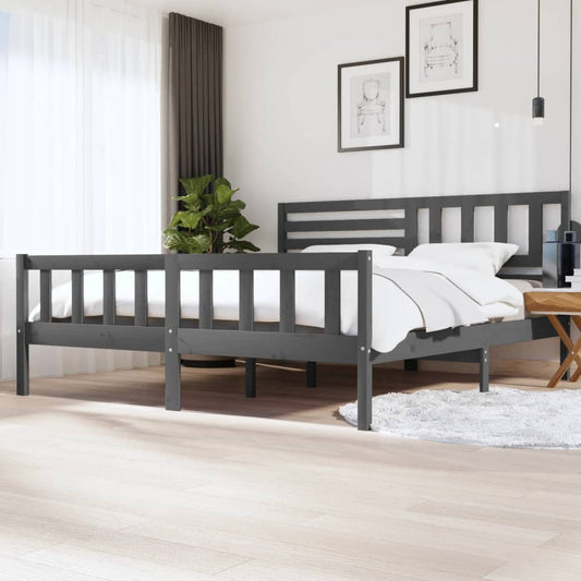 Berkfield Bed Frame Grey Solid Wood 200x200 cm
