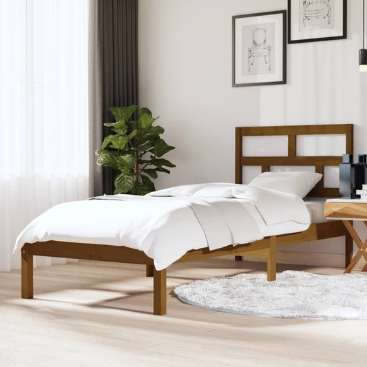 Berkfield Bed Frame Honey Brown 75x190 cm Small Single Solid Wood