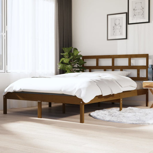 Berkfield Bed Frame Honey Brown 135x190 cm Double Solid Wood