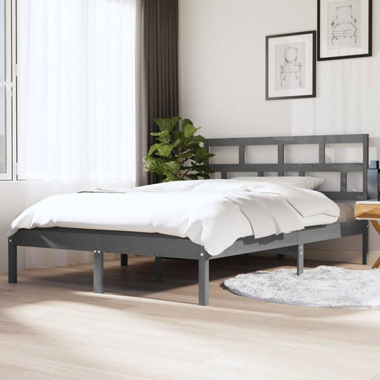 Berkfield Bed Frame Grey Solid Wood Pine 140x190 cm