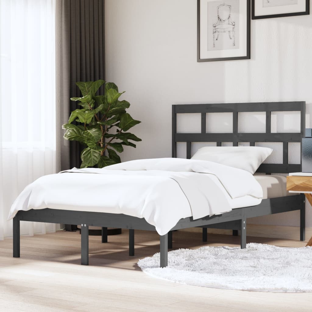 Berkfield Bed Frame Grey Solid Wood Pine 140x200 cm