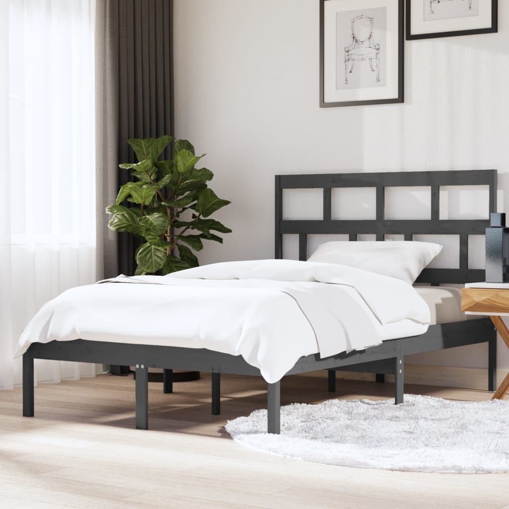 Berkfield Bed Frame Grey 150x200 cm King Size Solid Wood