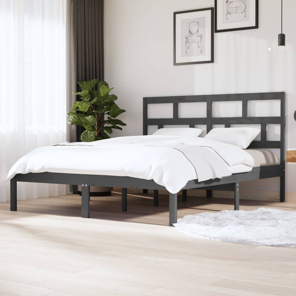 Berkfield Bed Frame Grey Solid Wood Pine 160x200 cm