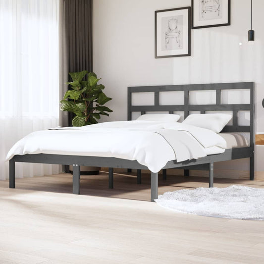 Berkfield Bed Frame Grey 180x200 cm Super King Size Solid Wood