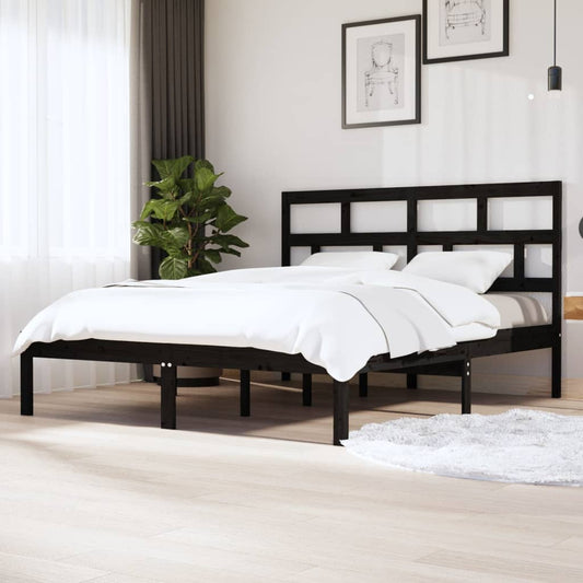 Berkfield Bed Frame Black 180x200 cm Super King Size Solid Wood