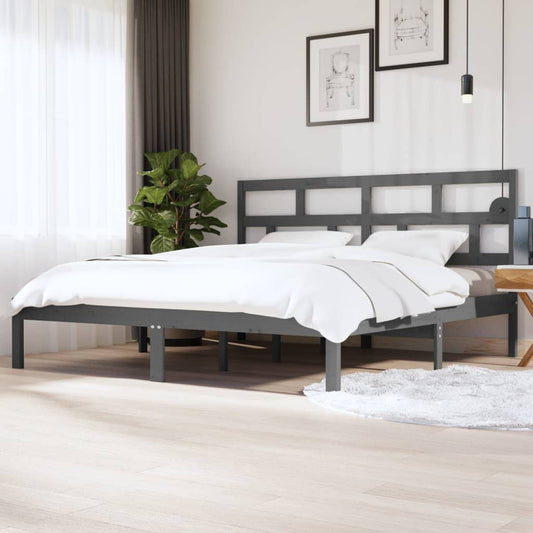Berkfield Bed Frame Grey Solid Wood Pine 200x200 cm