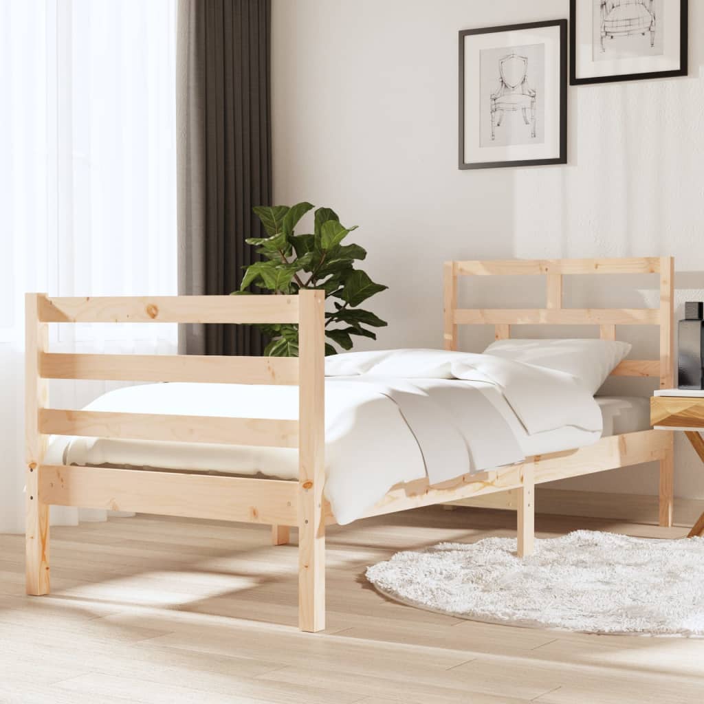 Berkfield Bed Frame 75x190 cm Small Single Solid Wood