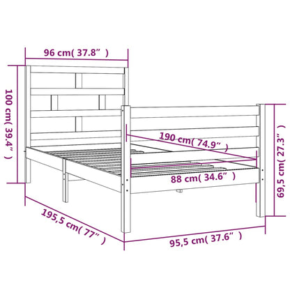 Berkfield Bed Frame 90x190 cm Single Solid Wood