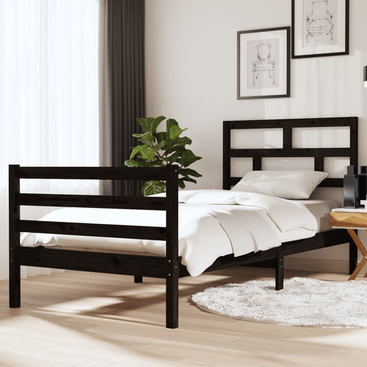Berkfield Bed Frame Black 90x190 cm Single Solid Wood