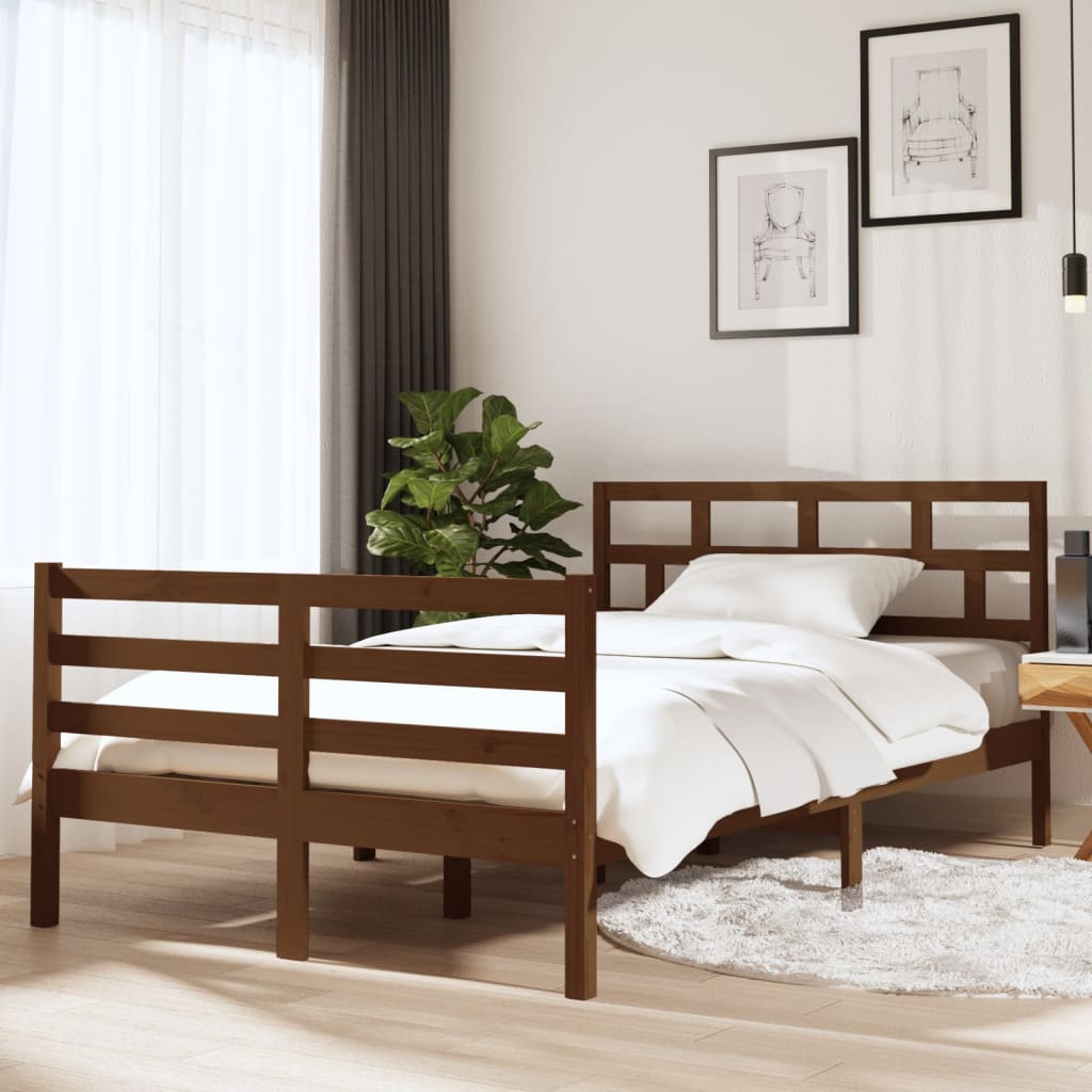 Berkfield Bed Frame Honey Brown 120x190 cm Small Double Solid Wood