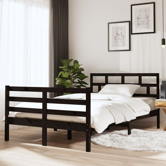 Berkfield Bed Frame Black 120x190 cm Small Double Solid Wood