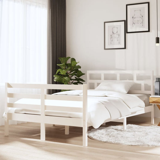 Berkfield Bed Frame White 135x190 cm Double Solid Wood
